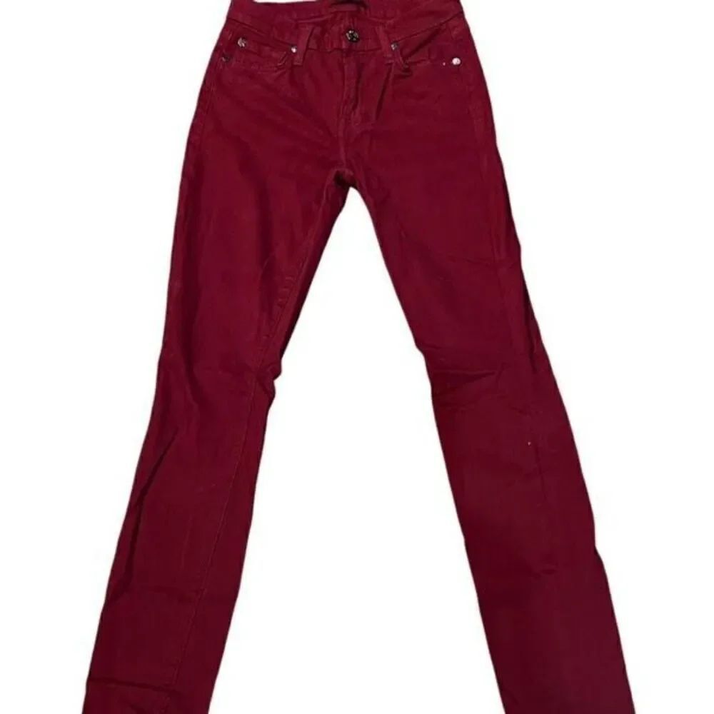 7 For All Mankind Wine Red Brushed Cotton Skinny Jean Size 25